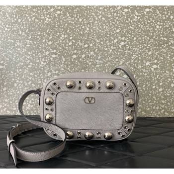 Valentino Nellcôte Crossbody Bag in Grainy Calfskin with Ball Studs Grey 2025 6207 (LKF-250520072)