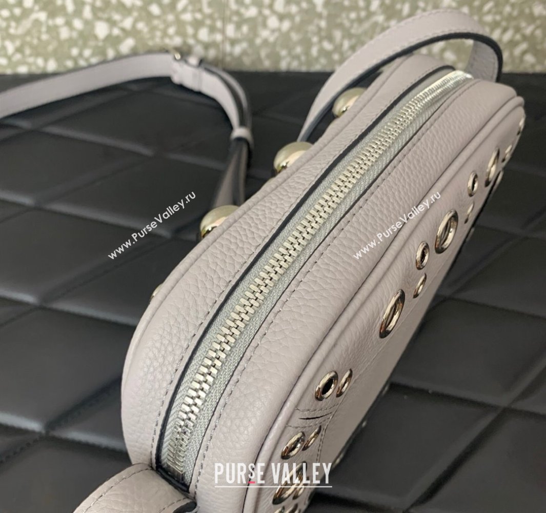 Valentino Nellcôte Crossbody Bag in Grainy Calfskin with Ball Studs Grey 2025 6207 (LKF-250520072)