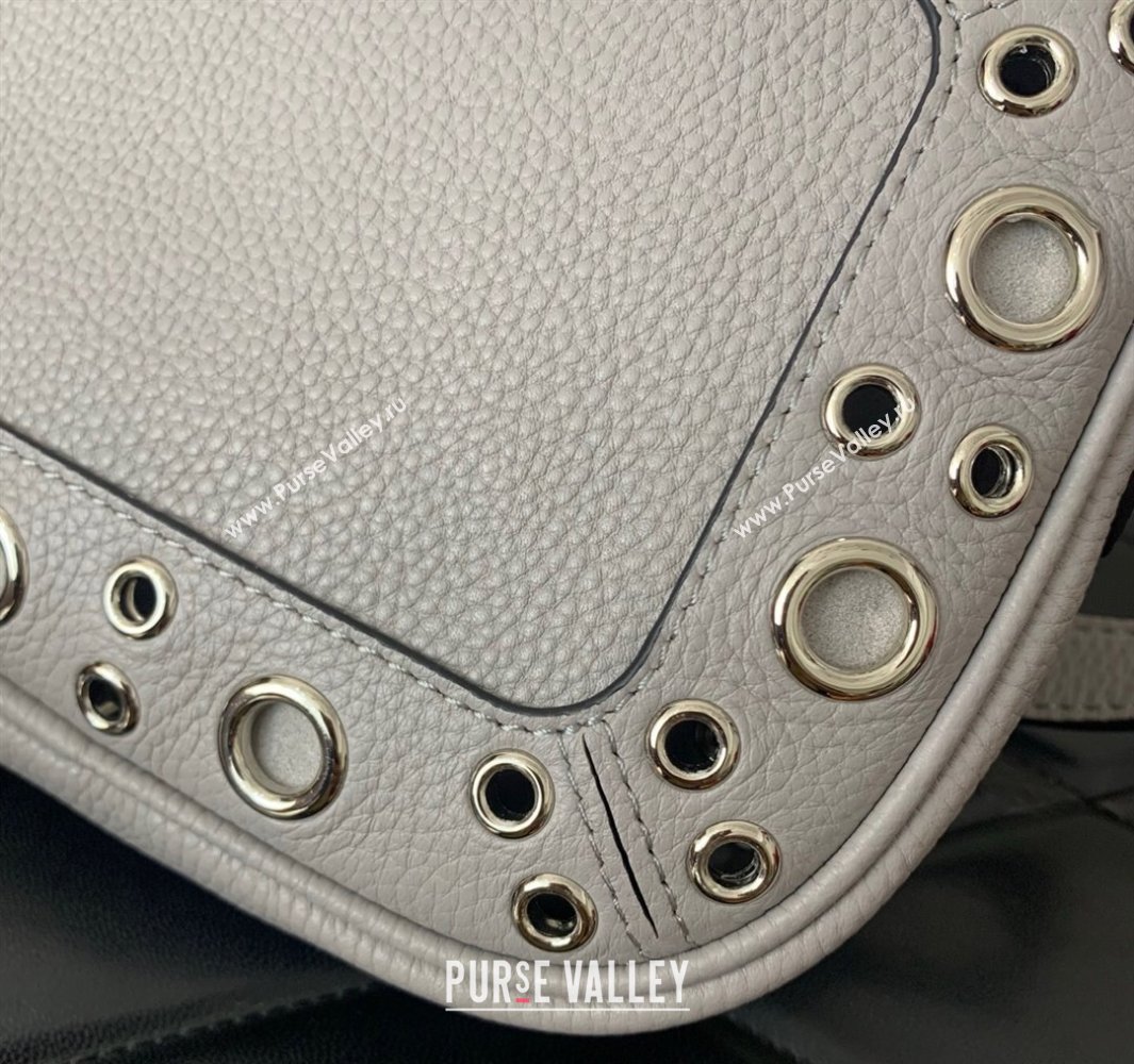 Valentino Nellcôte Crossbody Bag in Grainy Calfskin with Ball Studs Grey 2025 6207 (LKF-250520072)
