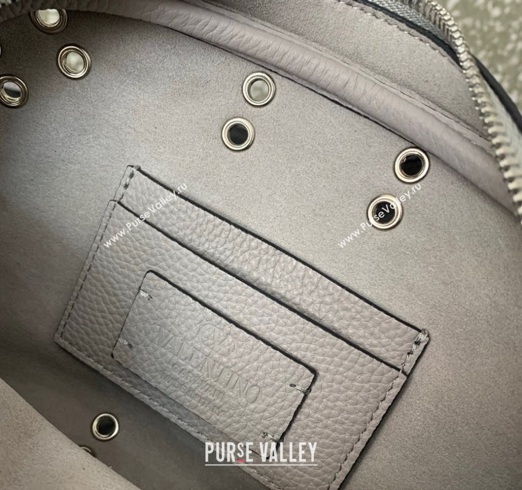 Valentino Nellcôte Crossbody Bag in Grainy Calfskin with Ball Studs Grey 2025 6207 (LKF-250520072)