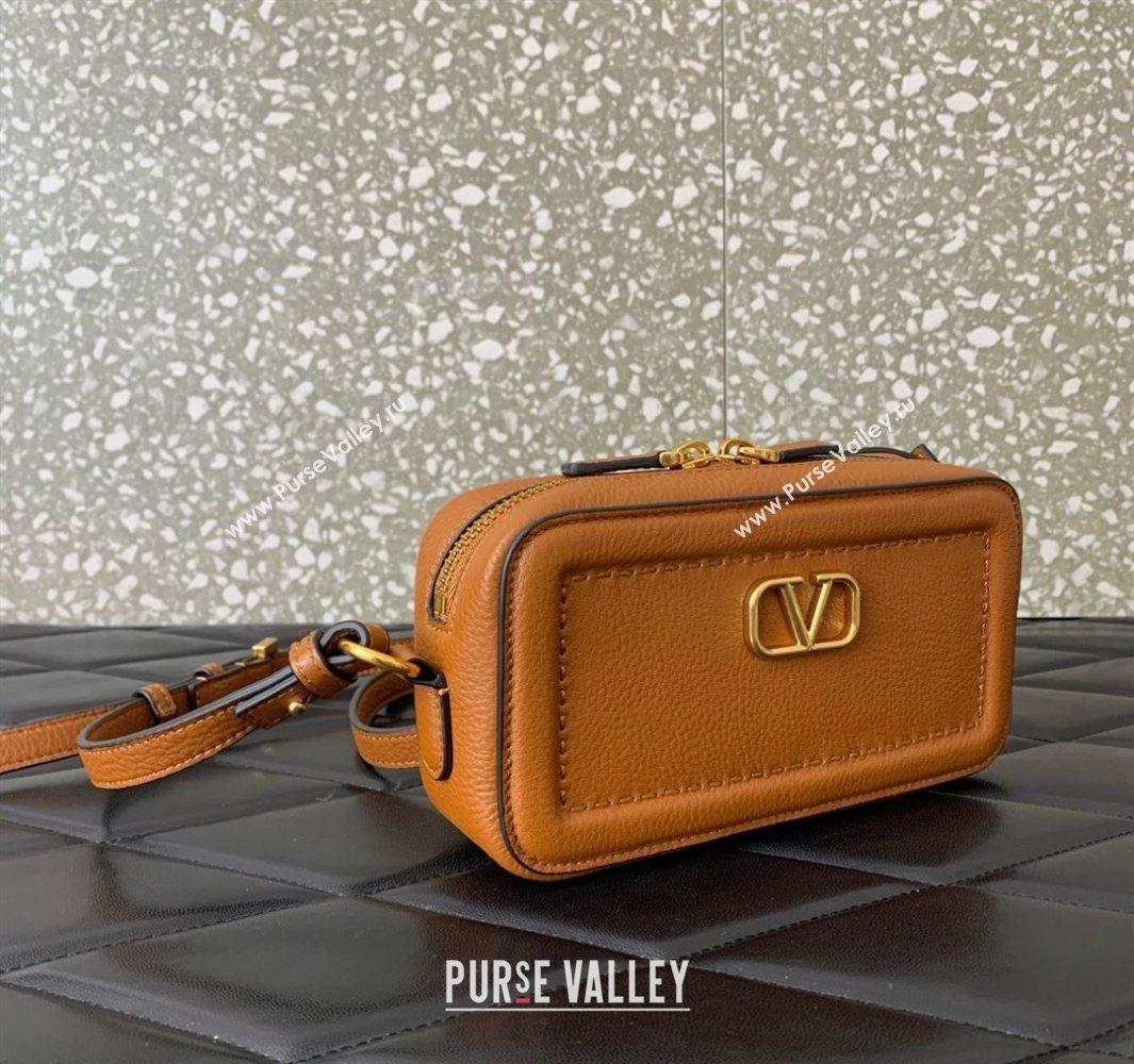 Valentino Alltime Mini Shoulder Bag in Grainy Calfskin Brown 2025 6205 (LKF-250520064)