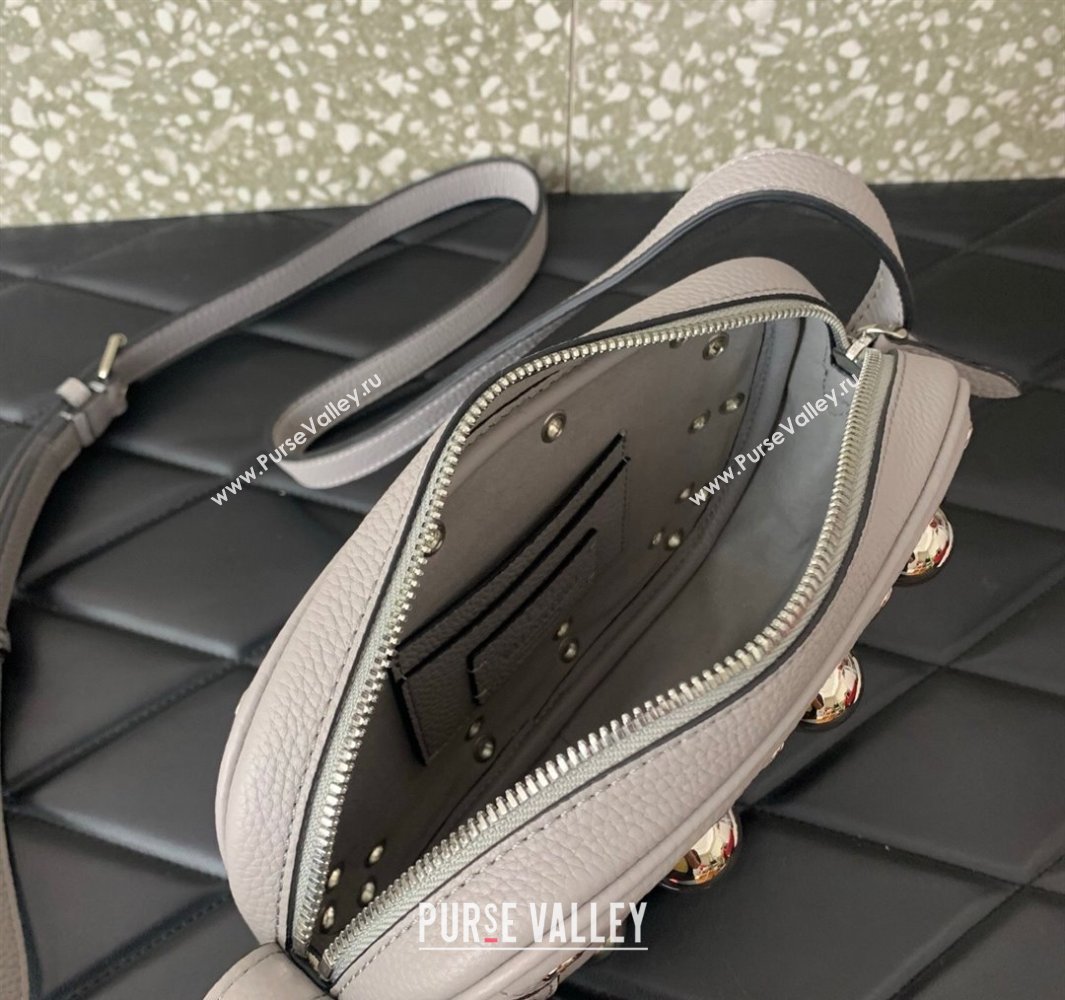 Valentino Nellcôte Crossbody Bag in Grainy Calfskin with Ball Studs Grey 2025 6207 (LKF-250520072)