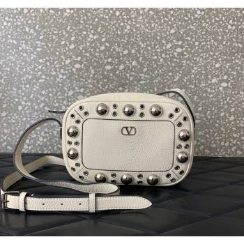 Valentino Nellcôte Crossbody Bag in Grainy Calfskin with Ball Studs White 2025 6207 (LKF-250520073)