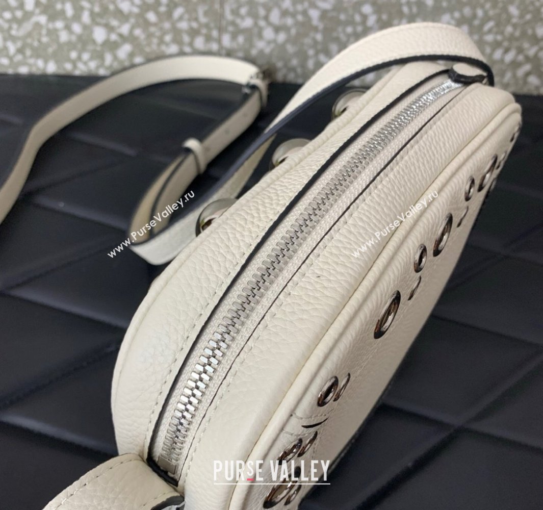 Valentino Nellcôte Crossbody Bag in Grainy Calfskin with Ball Studs White 2025 6207 (LKF-250520073)