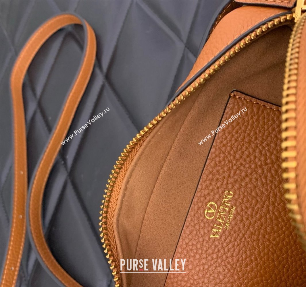 Valentino Alltime Mini Shoulder Bag in Grainy Calfskin Brown 2025 6205 (LKF-250520064)