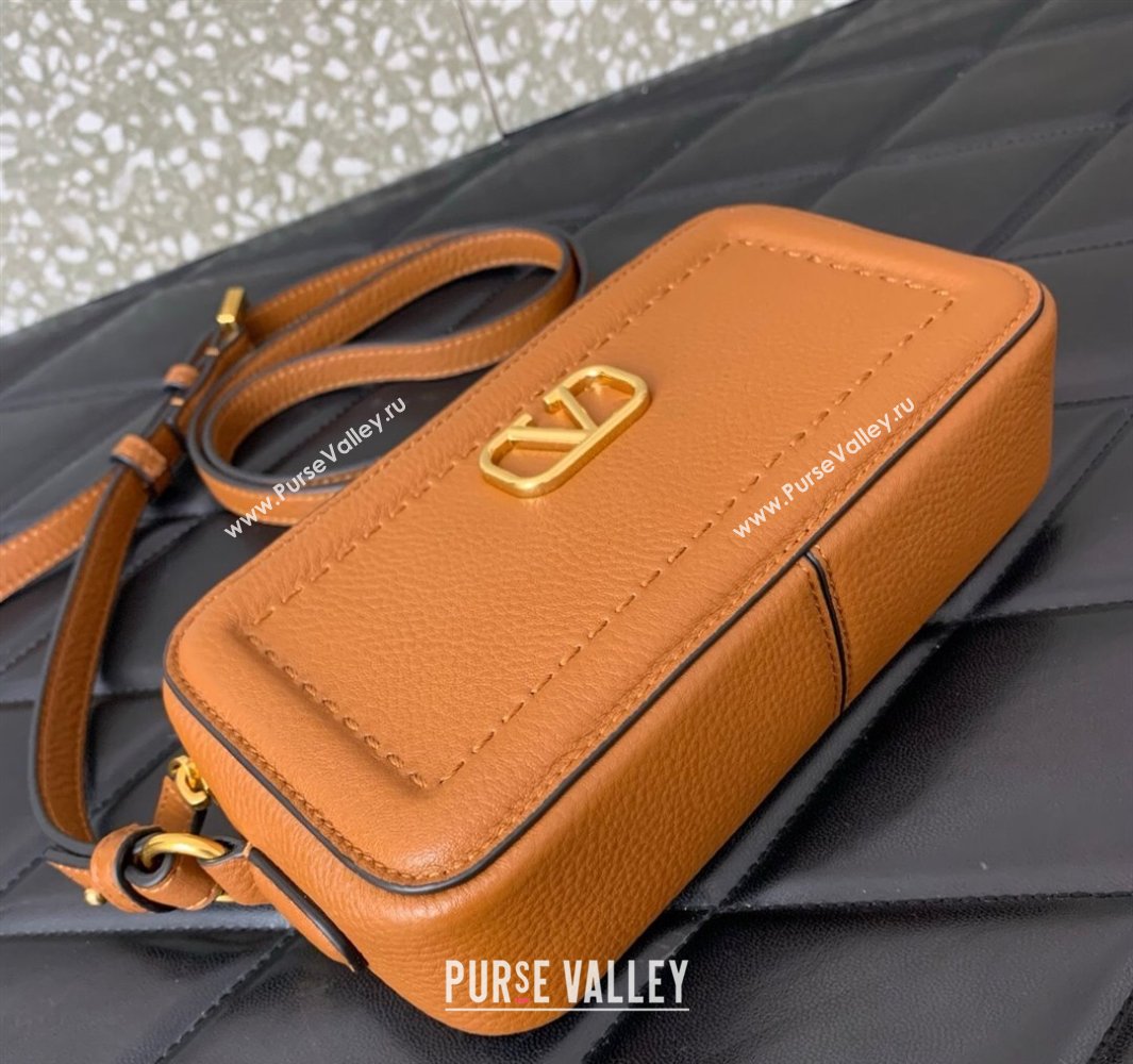Valentino Alltime Mini Shoulder Bag in Grainy Calfskin Brown 2025 6205 (LKF-250520064)