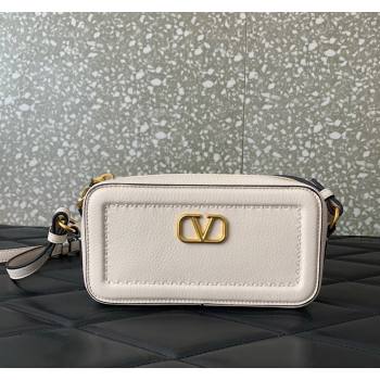 Valentino Alltime Mini Shoulder Bag in Grainy Calfskin White 2025 6205 (LKF-250520065)
