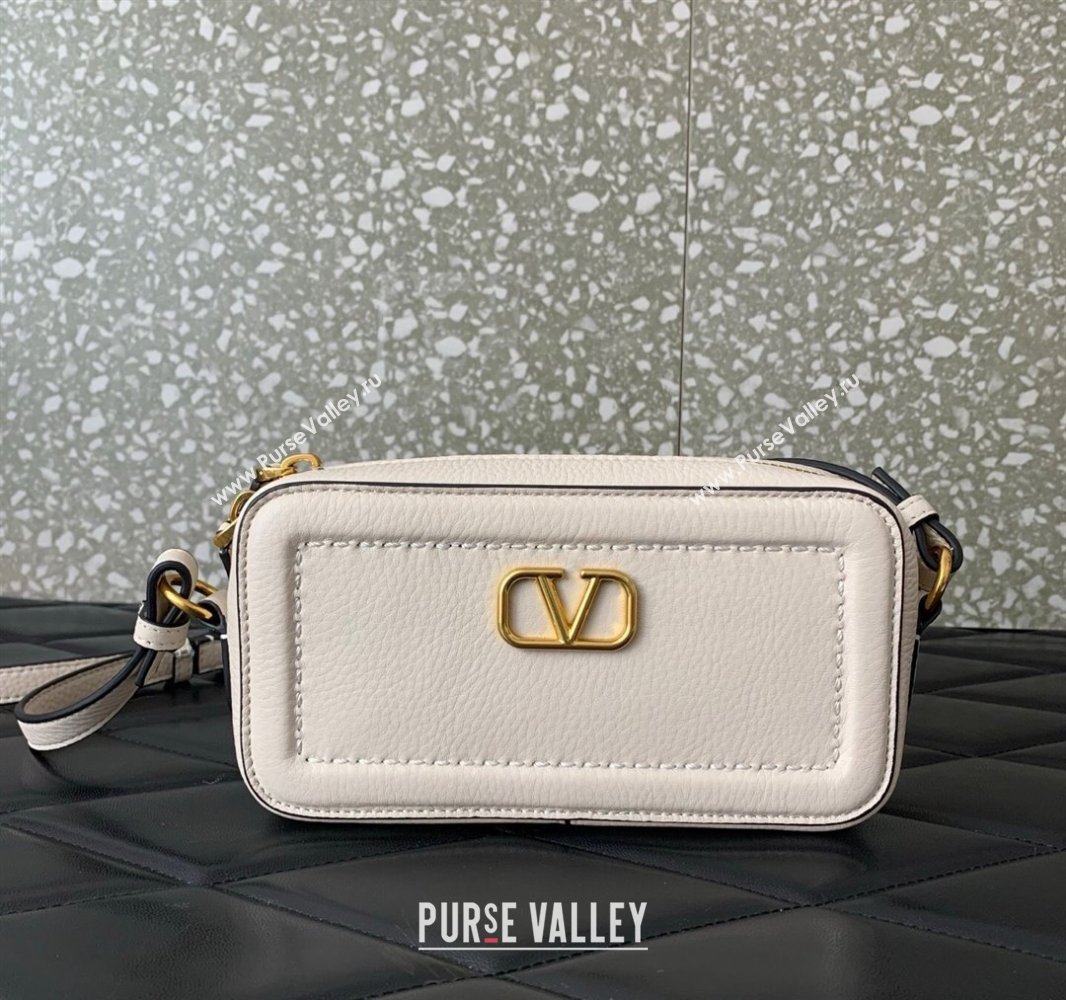 Valentino Alltime Mini Shoulder Bag in Grainy Calfskin White 2025 6205 (LKF-250520065)