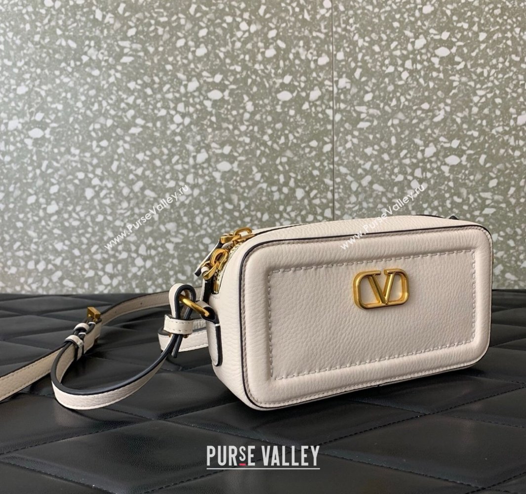 Valentino Alltime Mini Shoulder Bag in Grainy Calfskin White 2025 6205 (LKF-250520065)