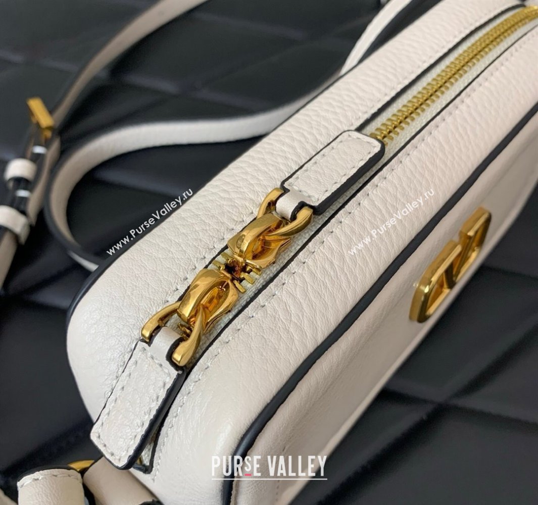 Valentino Alltime Mini Shoulder Bag in Grainy Calfskin White 2025 6205 (LKF-250520065)