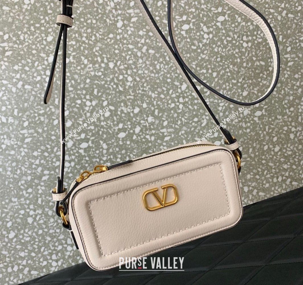 Valentino Alltime Mini Shoulder Bag in Grainy Calfskin White 2025 6205 (LKF-250520065)