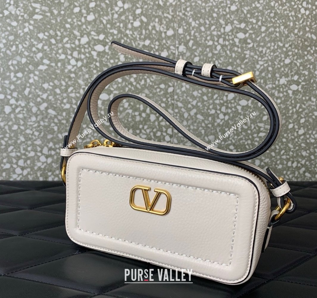 Valentino Alltime Mini Shoulder Bag in Grainy Calfskin White 2025 6205 (LKF-250520065)