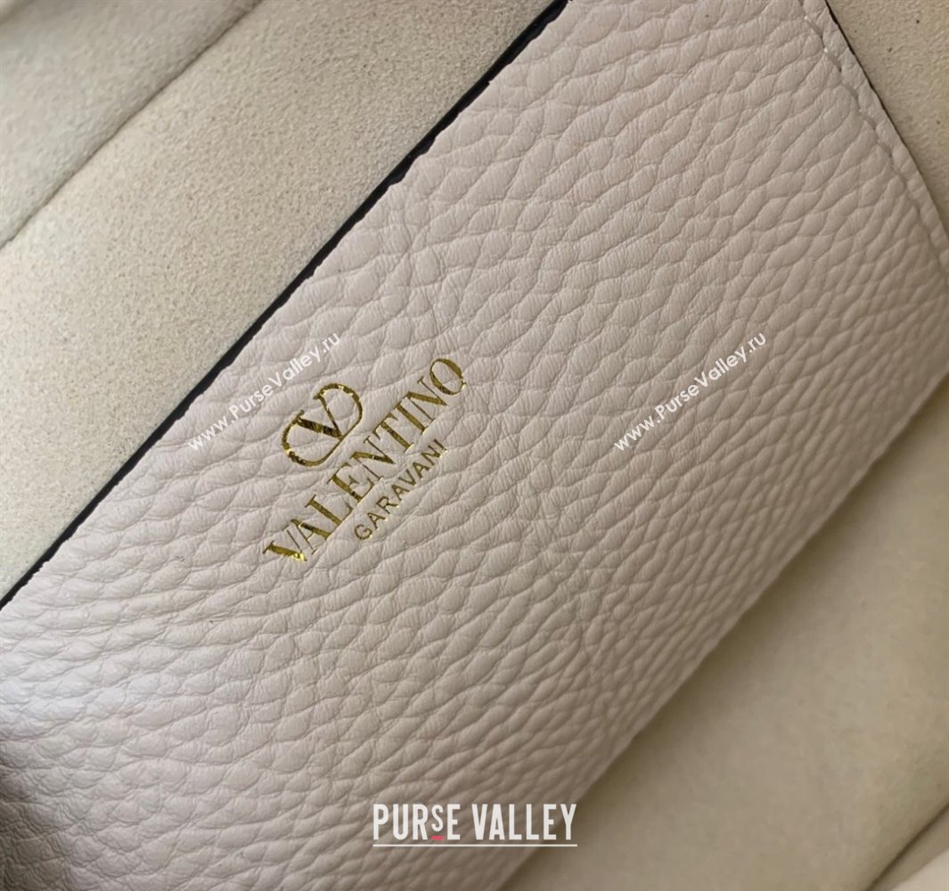 Valentino Alltime Mini Shoulder Bag in Grainy Calfskin White 2025 6205 (LKF-250520065)