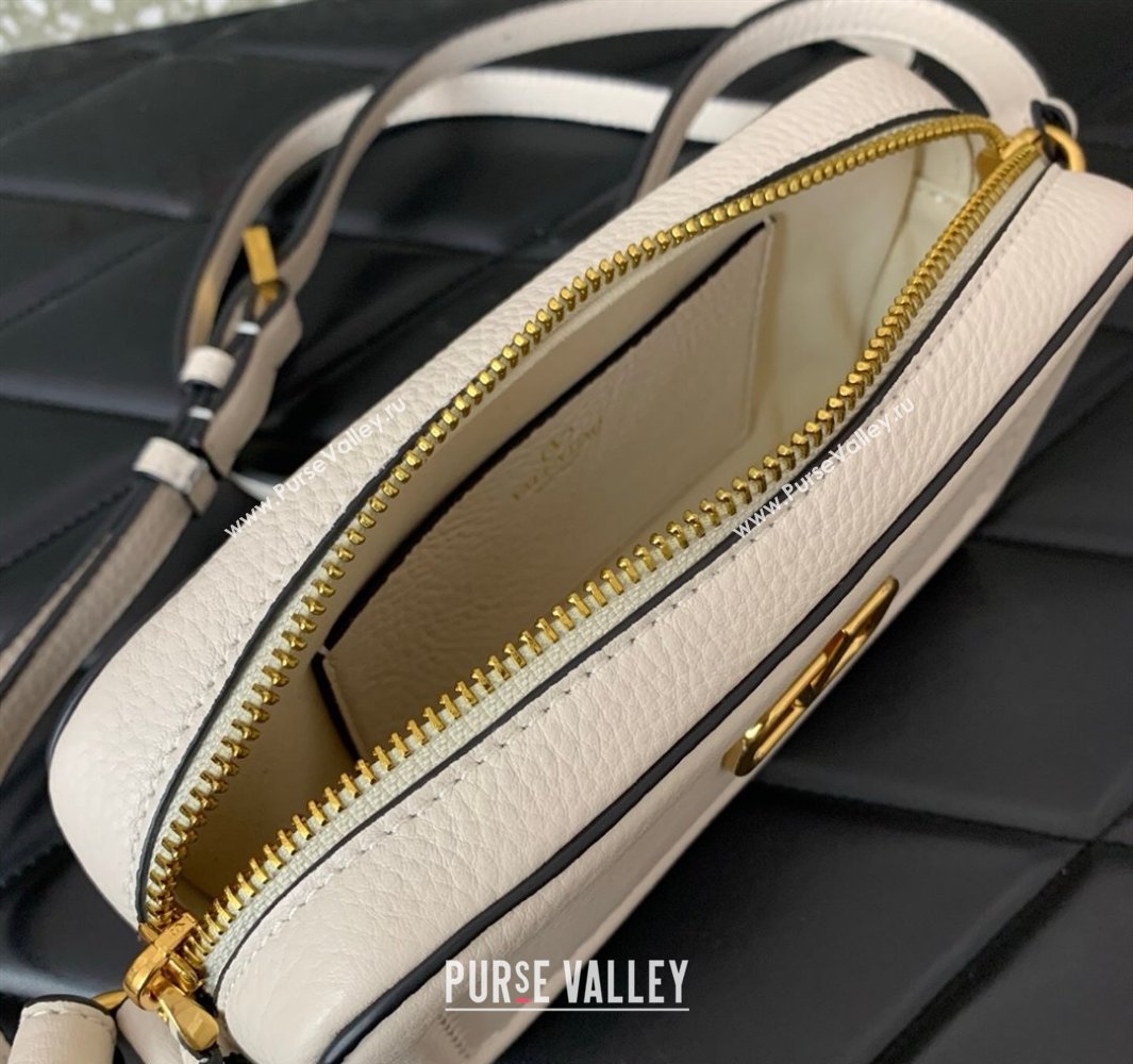 Valentino Alltime Mini Shoulder Bag in Grainy Calfskin White 2025 6205 (LKF-250520065)