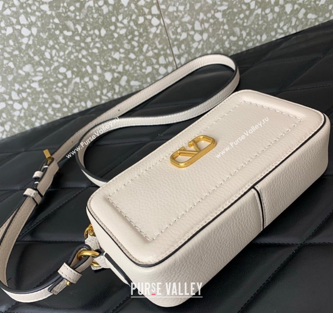 Valentino Alltime Mini Shoulder Bag in Grainy Calfskin White 2025 6205 (LKF-250520065)