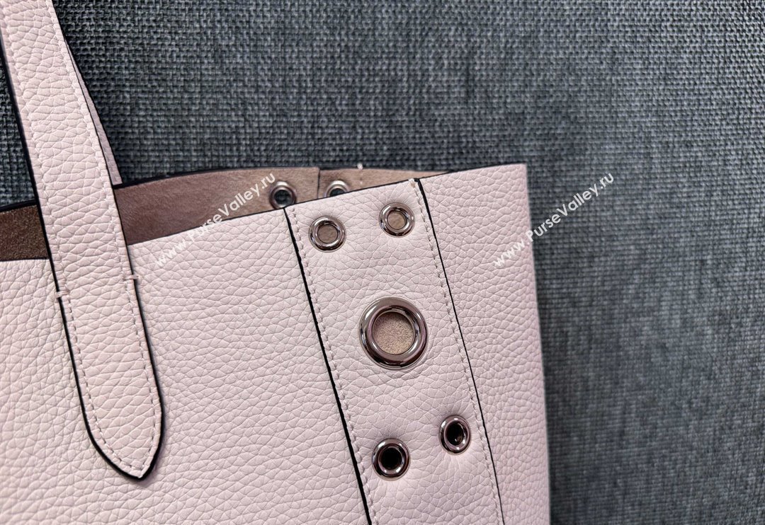 Valentino Medium Nellcôte Shopping Bag in Grainy Calfskin with Ball Studs White 2025 3177 (JD-250520066)