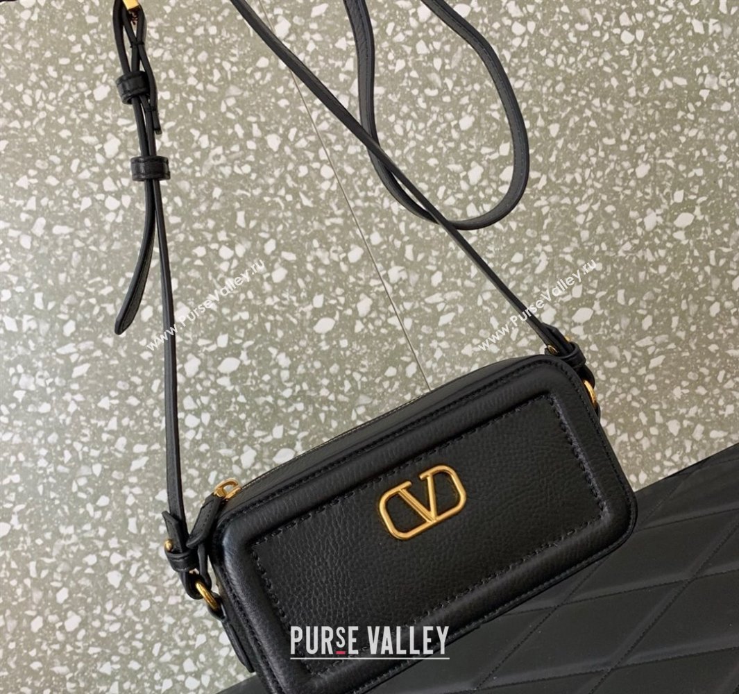 Valentino Alltime Mini Shoulder Bag in Grainy Calfskin Black 2025 6205 (LKF-250520062)