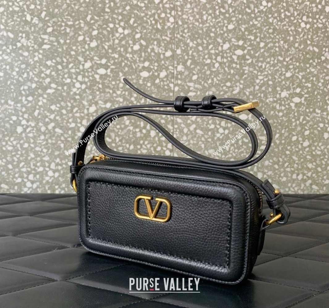 Valentino Alltime Mini Shoulder Bag in Grainy Calfskin Black 2025 6205 (LKF-250520062)