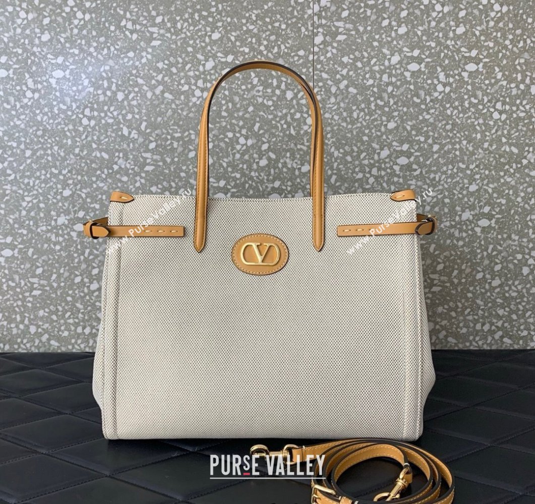 Valentino Antibes Medium Shopping Bag in Canvas with Slide Buckles 2025 6220L (LKF-250520074)
