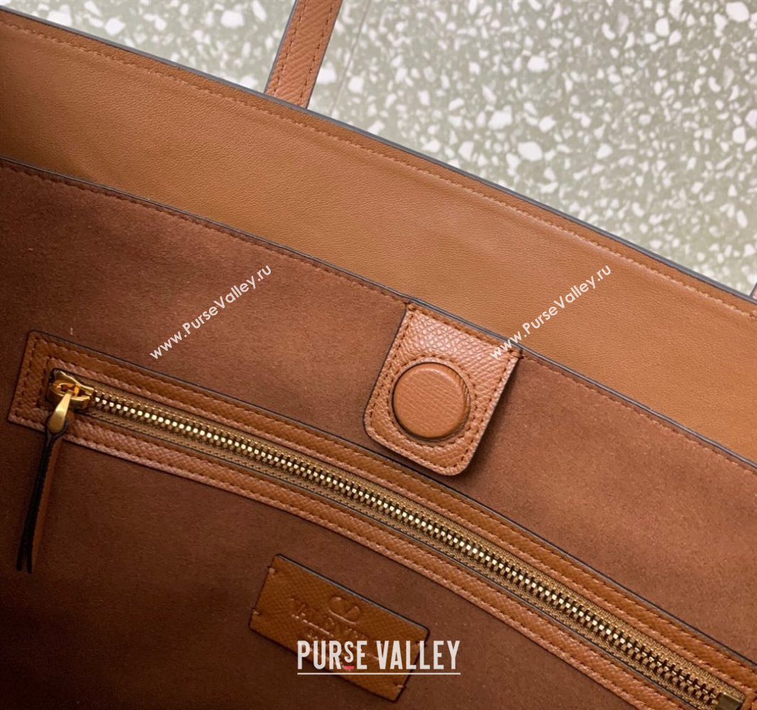 Valentino Antibes Medium Shopping Bag in Calfskin with Slide Buckles Brown 2025 6220L (LKF-250520075)