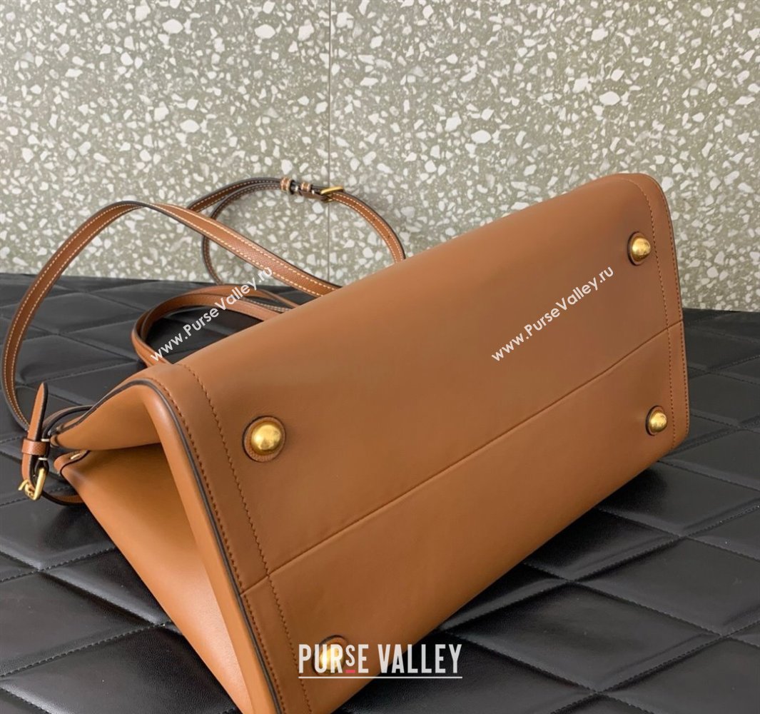 Valentino Antibes Medium Shopping Bag in Calfskin with Slide Buckles Brown 2025 6220L (LKF-250520075)