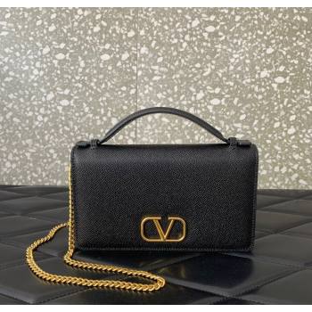 Valentino VLogo Signature Grainy Calfskin Wallet with Chain Black 2025 VLTN068 (LKF-250626022)