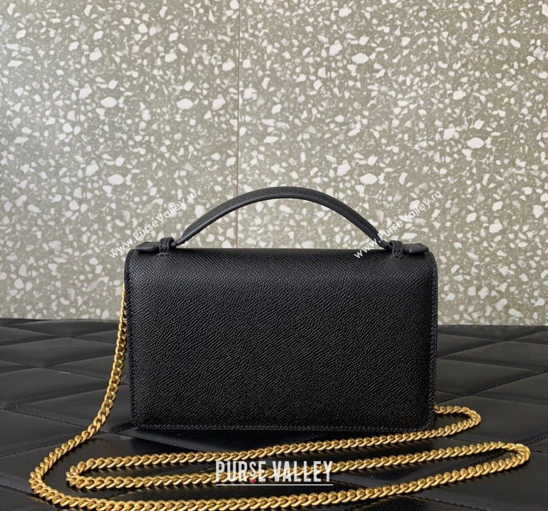 Valentino VLogo Signature Grainy Calfskin Wallet with Chain Black 2025 VLTN068 (LKF-250626022)