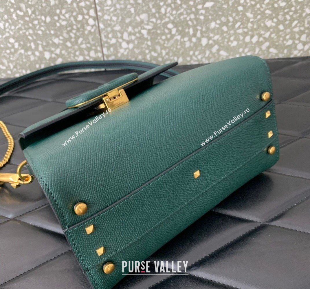 Valentino Small VSLING Grainy Calfskin Handbag Green 2025 2727 (LKF-250626007)