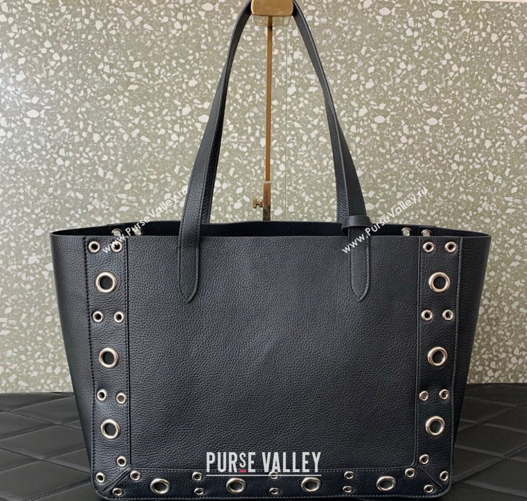 Valentino Medium Nellcôte Shopping Bag in Grainy Calfskin with Ball Studs Black 2025 0076 (LKF-250626041)