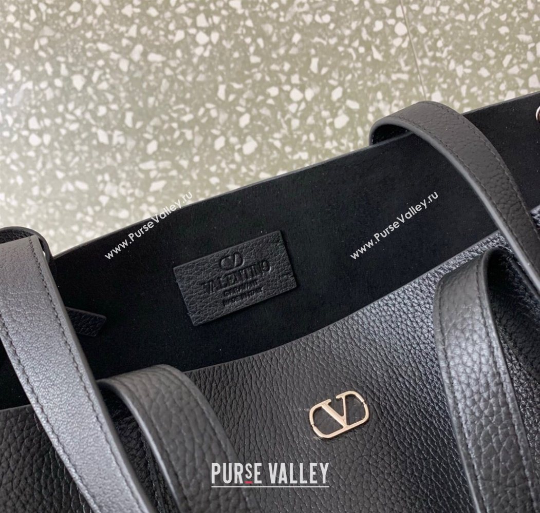 Valentino Medium Nellcôte Shopping Bag in Grainy Calfskin with Ball Studs Black 2025 0076 (LKF-250626041)