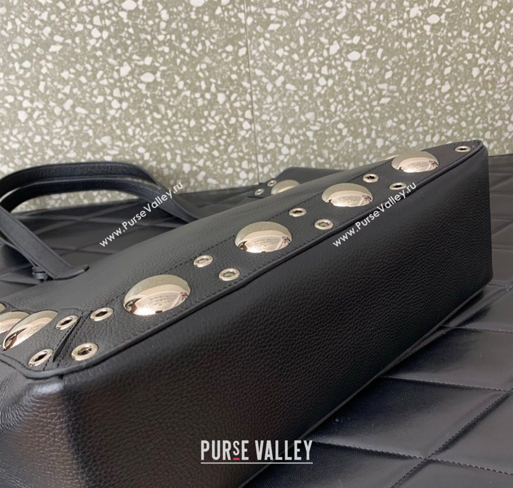Valentino Medium Nellcôte Shopping Bag in Grainy Calfskin with Ball Studs Black 2025 0076 (LKF-250626041)