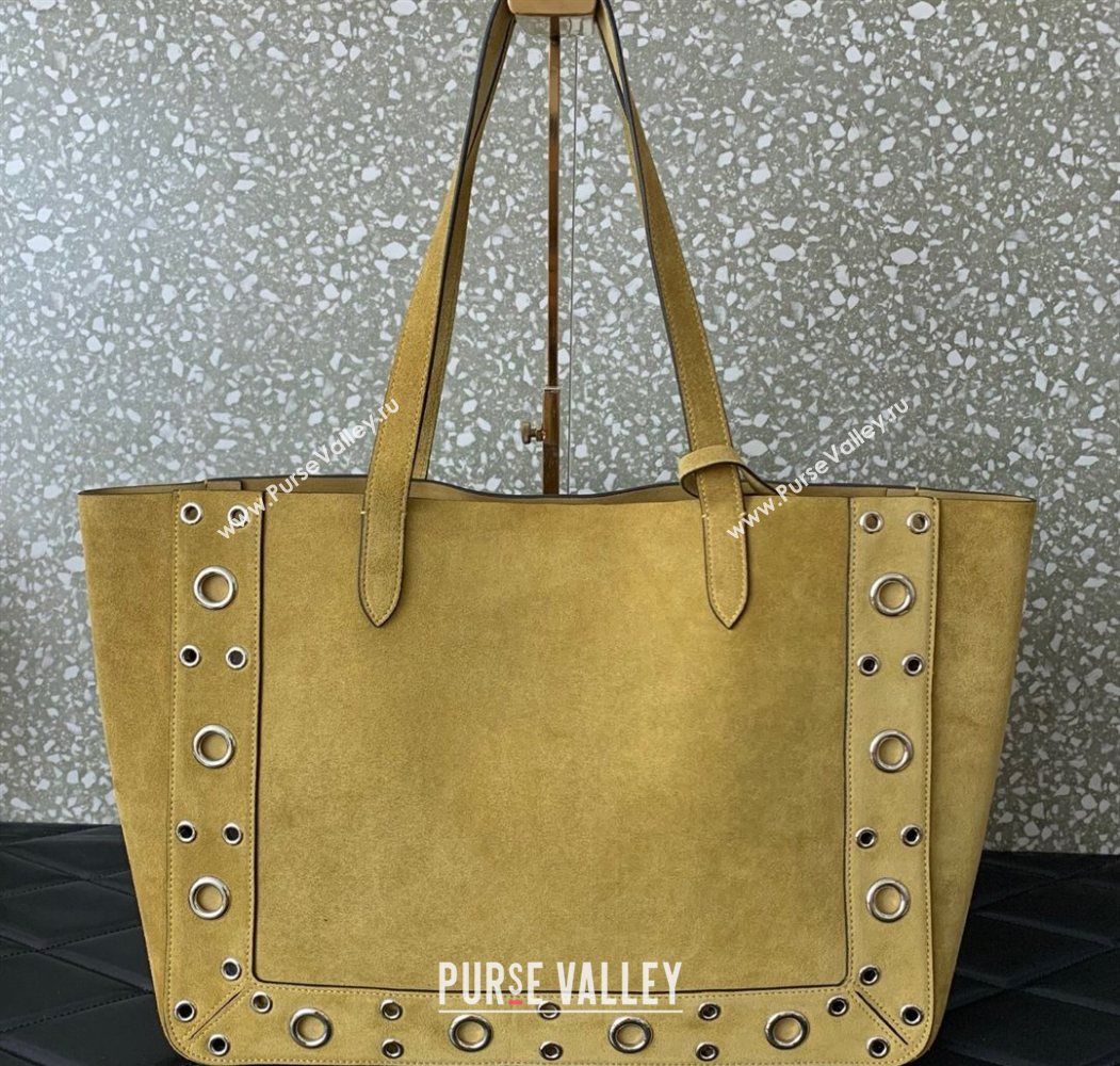 Valentino Medium Nellcôte Shopping Bag in Grainy Calfskin with Ball Studs Khaki 2025 0076 (LKF-250626042)