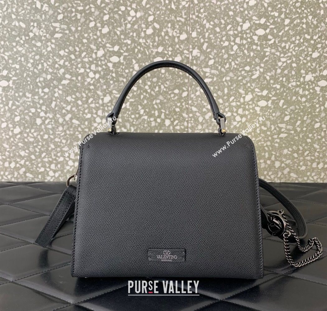 Valentino Small VSLING Grainy Calfskin Handbag with Strass Black 2025 7020 (LKF-250626012)