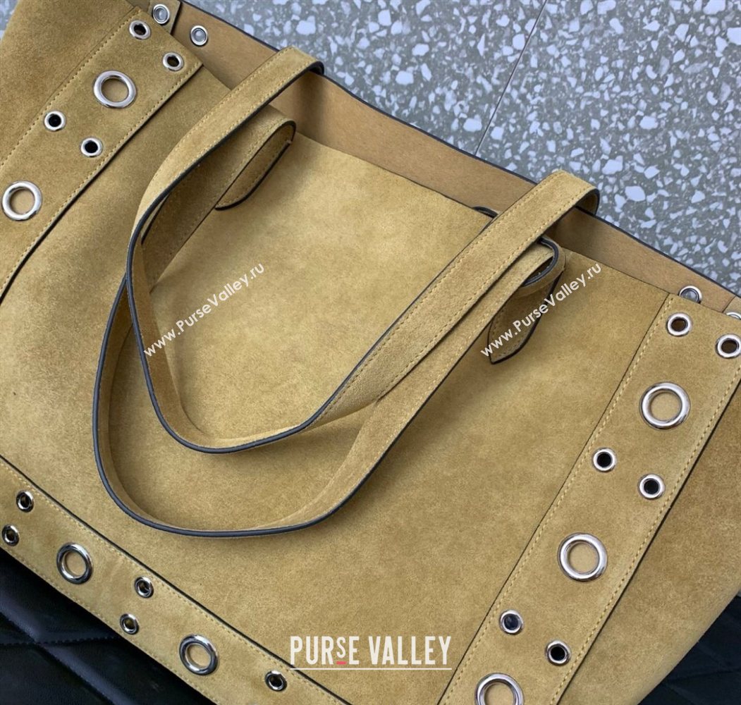 Valentino Medium Nellcôte Shopping Bag in Grainy Calfskin with Ball Studs Khaki 2025 0076 (LKF-250626042)
