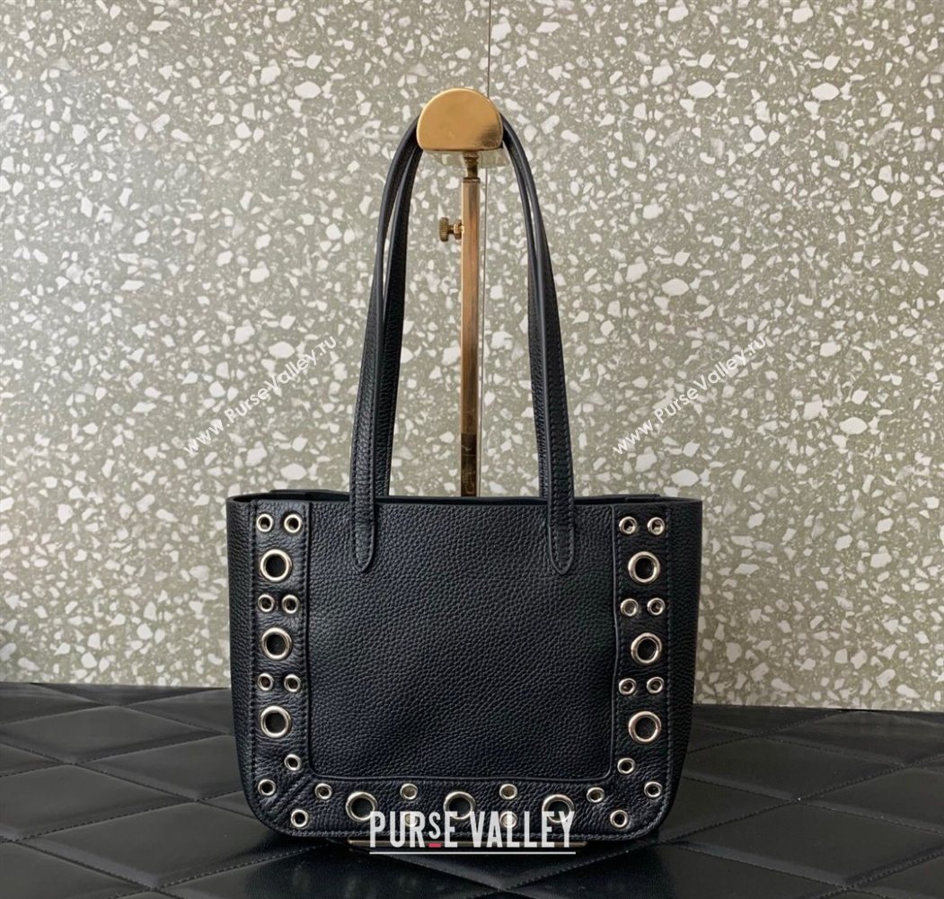 Valentino Mini Nellcôte Shopping Bag in Grainy Calfskin with Ball Studs Black 2025 0078 (LKF-250626043)