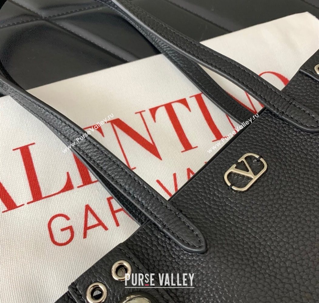 Valentino Mini Nellcôte Shopping Bag in Grainy Calfskin with Ball Studs Black 2025 0078 (LKF-250626043)