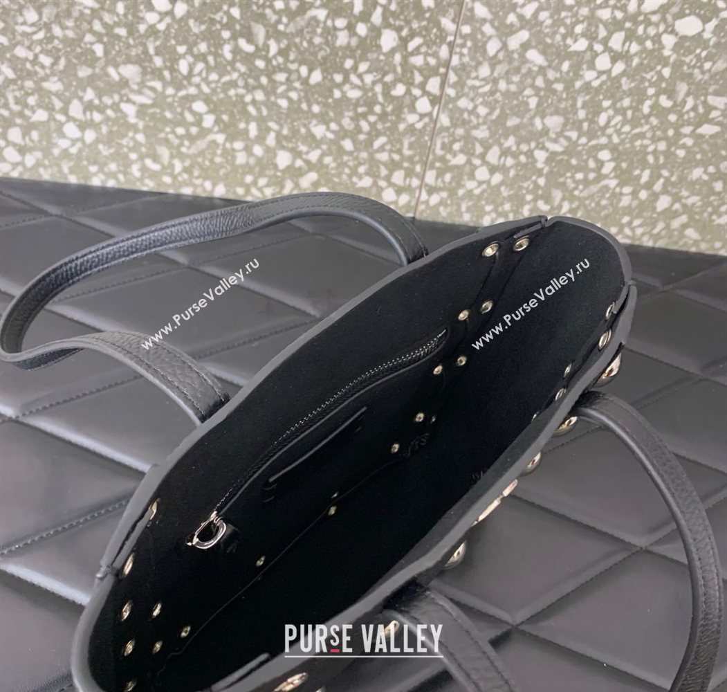 Valentino Mini Nellcôte Shopping Bag in Grainy Calfskin with Ball Studs Black 2025 0078 (LKF-250626043)