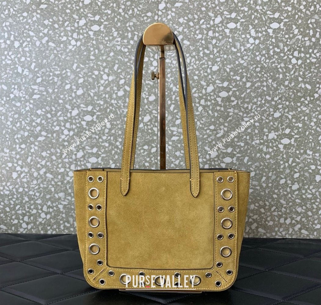 Valentino Mini Nellcôte Shopping Bag in Suede with Ball Studs Khaki 2025 0078 (LKF-250626046)
