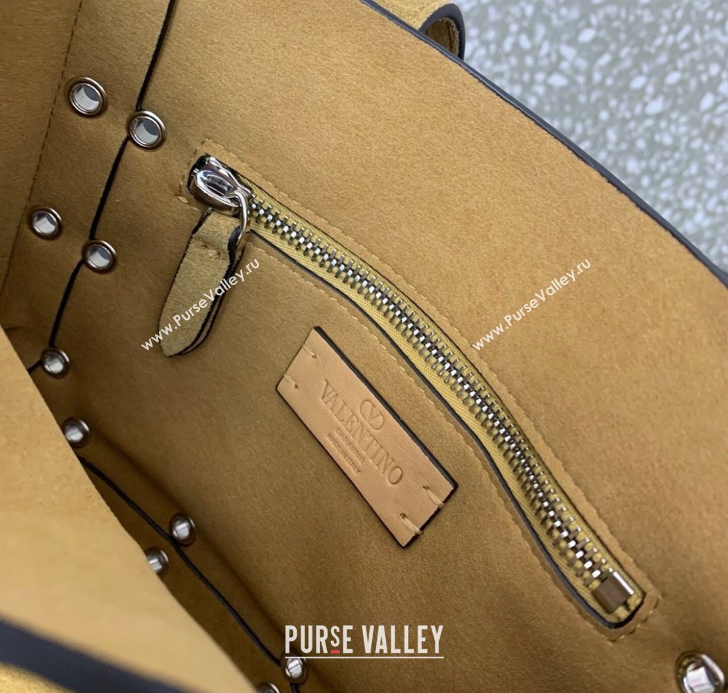 Valentino Mini Nellcôte Shopping Bag in Suede with Ball Studs Khaki 2025 0078 (LKF-250626046)