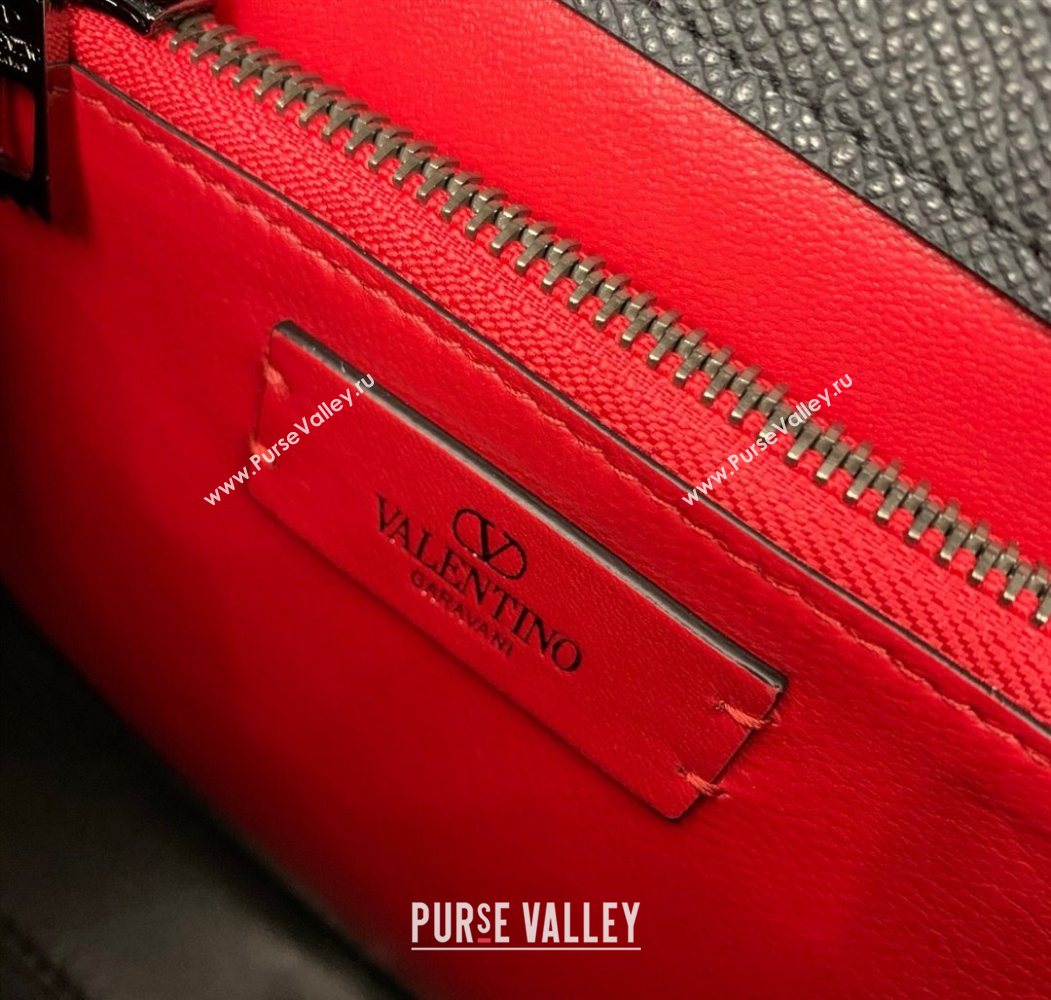 Valentino Small VSLING Grainy Calfskin Handbag with Strass Black 2025 7020 (LKF-250626012)