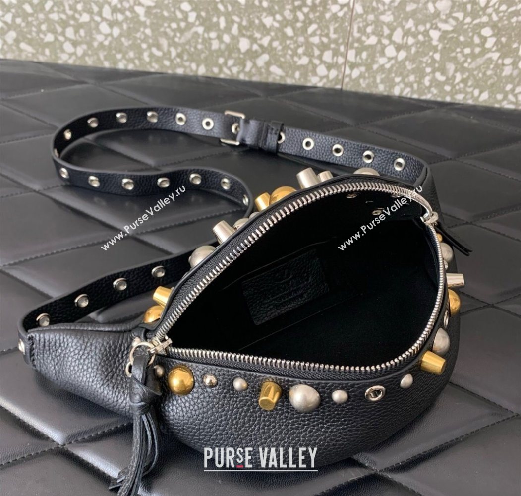 Valentino Nellcôte Belt Bag in Grainy Calfskin with Studs Black 2025 2039 (LKF-250626054)