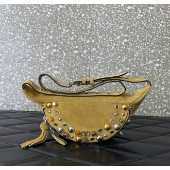 Valentino Nellcôte Belt Bag in Suede with Studs Khaki 2025 2039 (LKF-250626055)