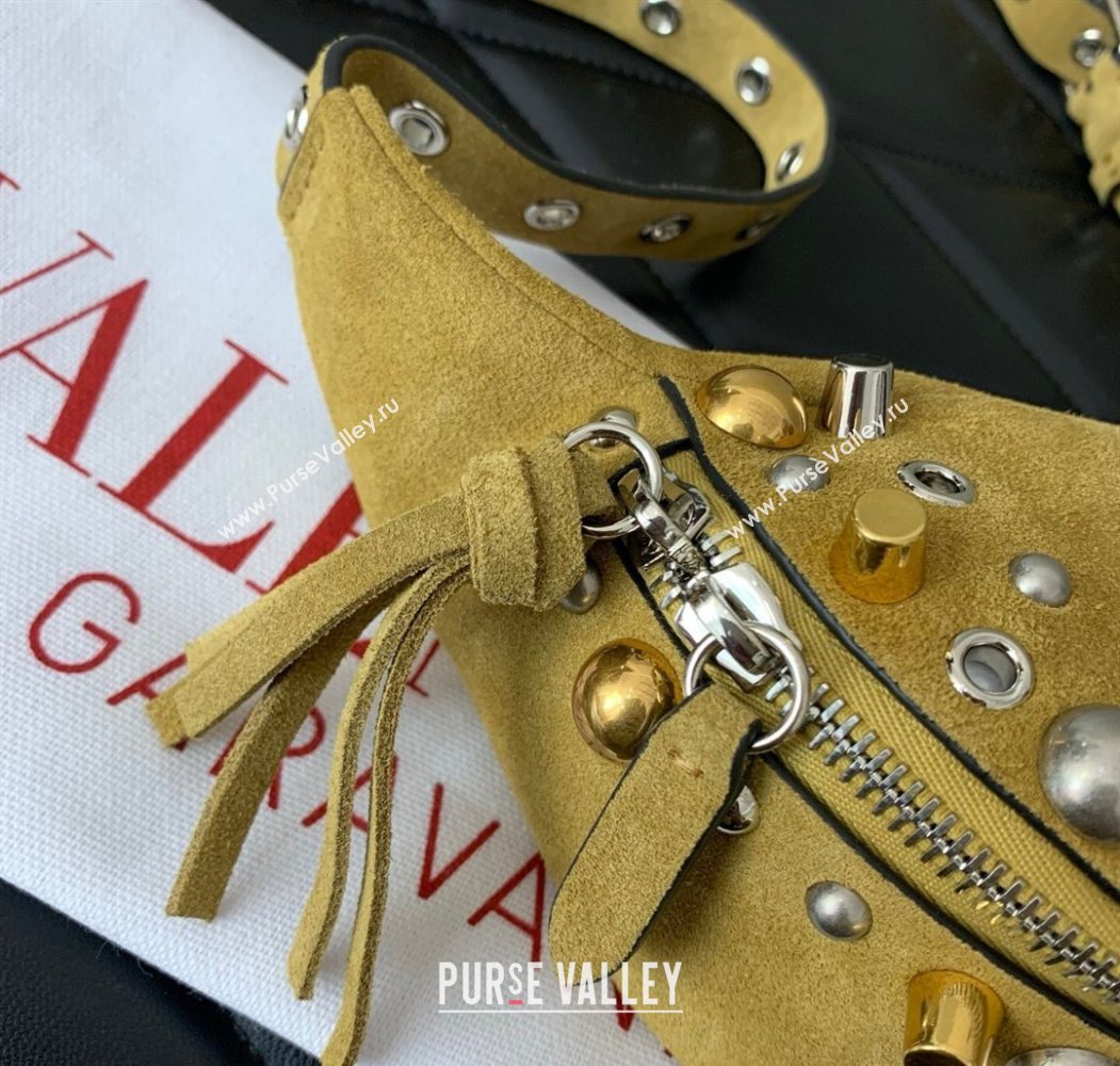 Valentino Nellcôte Belt Bag in Suede with Studs Khaki 2025 2039 (LKF-250626055)
