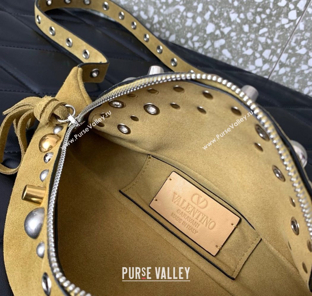 Valentino Nellcôte Belt Bag in Suede with Studs Khaki 2025 2039 (LKF-250626055)
