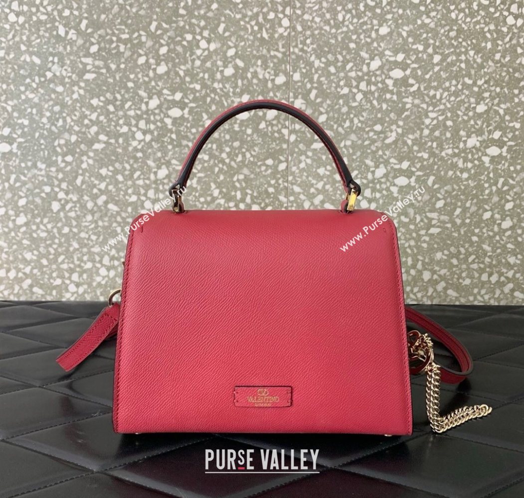 Valentino Small VSLING Grainy Calfskin Handbag with Strass Red 2025 7020 (LKF-250626013)