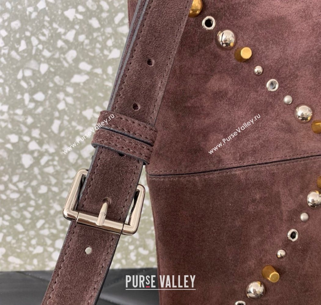 Valentino Nellcôte Shoulder Bag in Suede with Fringes Tassel and Studs Brown 2025 2027 (LKF-250626059)