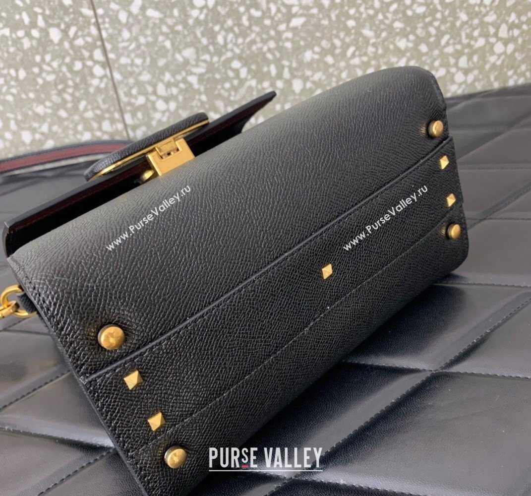 Valentino Small VSLING Grainy Calfskin Handbag Black 2025 2727 (LKF-250626006)