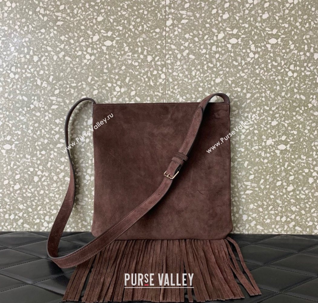 Valentino Nellcôte Shoulder Bag in Suede with Stud VLogo Signature and Fringes Tassel Brown 2025 2026 (LKF-250626060)