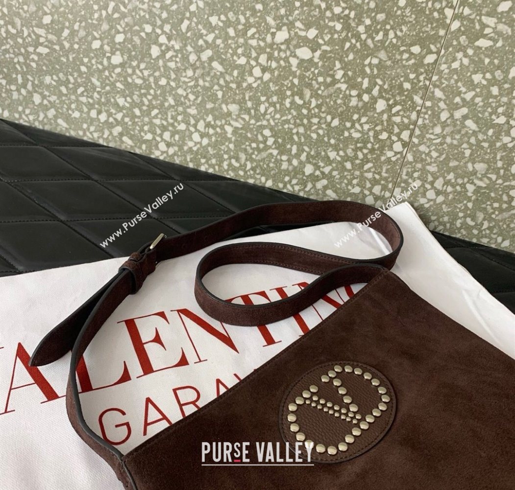 Valentino Nellcôte Shoulder Bag in Suede with Stud VLogo Signature and Fringes Tassel Brown 2025 2026 (LKF-250626060)