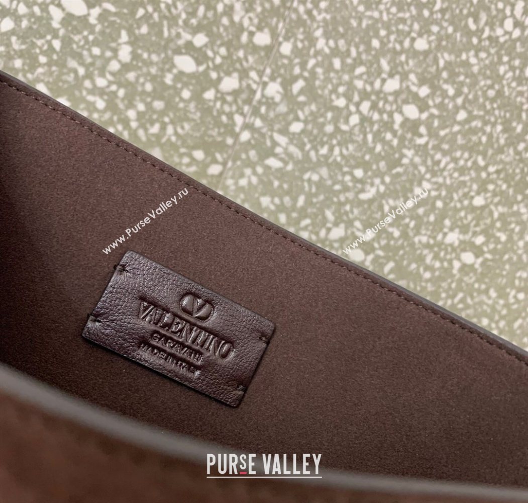 Valentino Nellcôte Shoulder Bag in Suede with Stud VLogo Signature and Fringes Tassel Brown 2025 2026 (LKF-250626060)